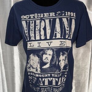 Six Fifty One Graphic Concert Shirt Navy Blue Seattle 1991 Unisex Nirvana